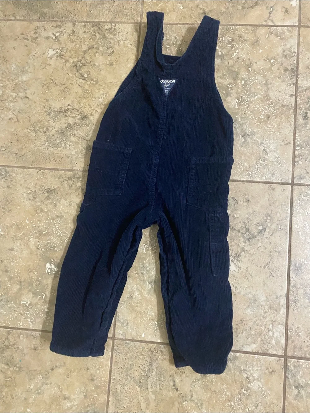 OshKosh B'gosh Navy Blue Iconic Cotton Corduroy Kids 24mo Cottagecore Overalls